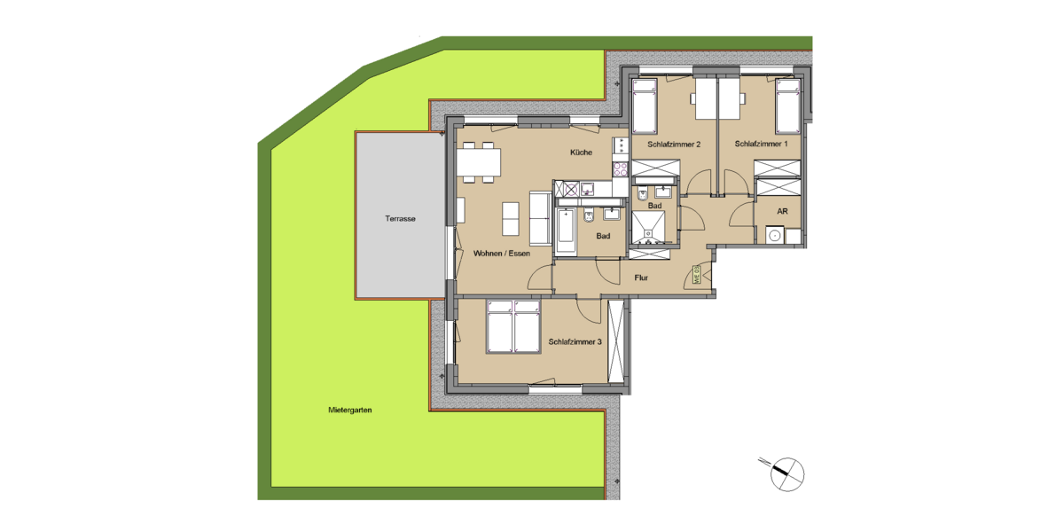 Etagenwohnung Leverkusen Manfort - 4 Zimmer, 104 m&sup2;, 1.495&euro; | Angebot:26796695